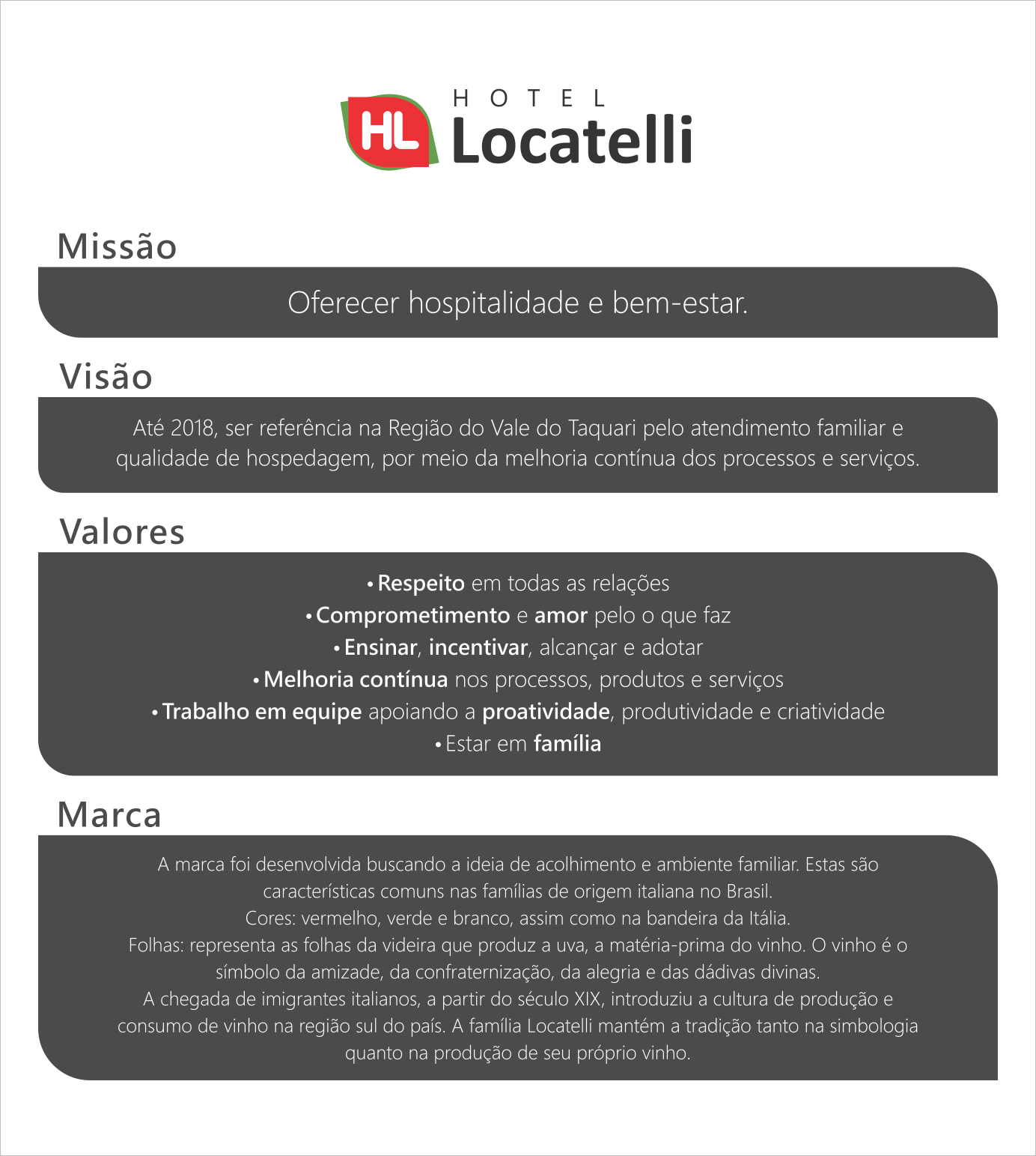 Missão e Valores - Hotel Locatelli